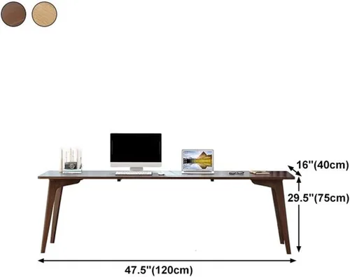 Vista 5 de LAKIQ Escritorio de madera maciza de pino, moderno, rectangular, para oficina en casa, mesa de trabajo, escritorio para computadora, mesa de Natural