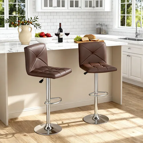 Vista 2 de BestOffice Juego de 2 taburetes de bar modernos taburetes giratorios de altura ajustable Taburetes giratorios de altura de mostrador Taburetes Negro