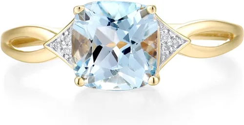 Vista 2 de Santuzza Anillo de oro macizo de 10 quilates con piedras preciosas solitarias para mujer