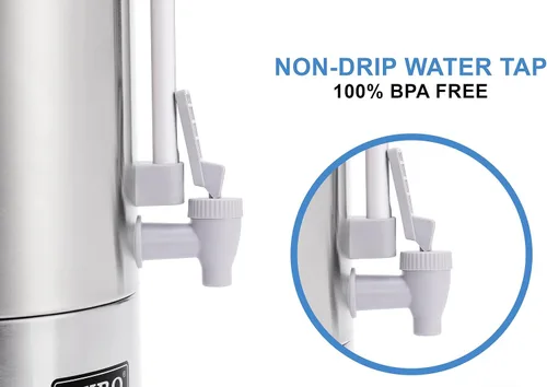 Vista 2 de SYBO SR-CP-100B - Cafetera de percolar de acero inoxidable de grado comercial Urna de agua caliente para hostelería, 100 tazas 16 L, gris