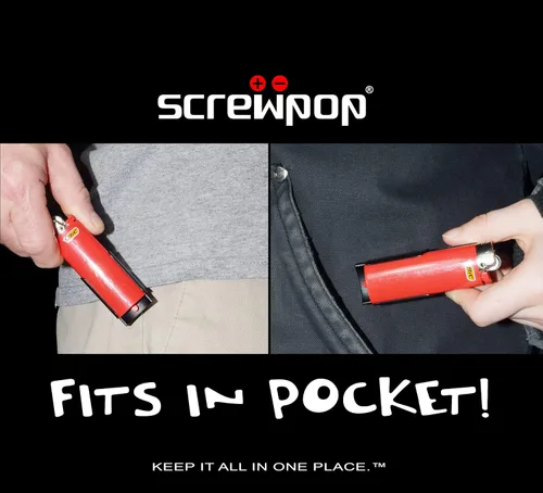 Vista 7 de Screwpop Hit Kit - Soporte compacto estándar para encendedor BIC y almacenamiento personal de aluminio anodizado de grado espacial negro