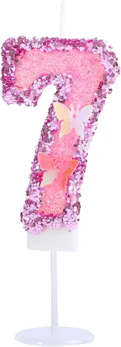 Vista 11 de Decoración de vela 3D con diseño de mariposa rosa número 10