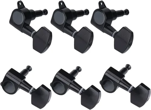 Vista 7 de 3 pares de clavijas de guitarra, 3L 3R negro cerrado de aleación de zinc cabezales de máquina para guitarra folk/eléctrica accesorios de actuación