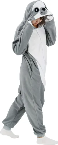 Vista 4 de Adult Sloth Onesie Pajamas Cosplay Animal Homewear Sleepwear Jumpsuit Costume for Women Men