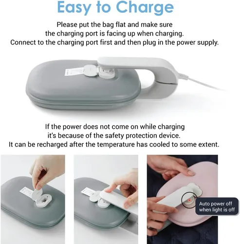 Vista 2 de Almohadilla térmica portátil para agua caliente eléctrica con funda de vellón suave, mano armada, pies fríos, alivia los calambres menstruales