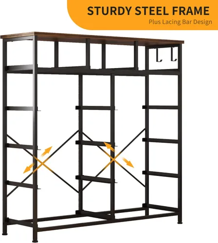 Vista 16 de Cómoda de almacenamiento de tela con 11 cajones para organización del dormitorio, cómoda con estantes profundos, bolsillos laterales y ganchos, Negro
