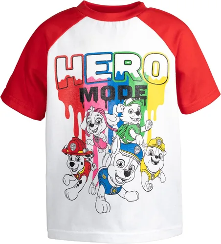 Vista 2 de Paw Patrol Chase Rubble Everest Skye Marshall Raglan - Conjunto de camiseta y pantalones cortos de malla