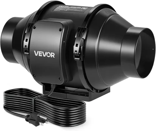 Vista 10 de VEVOR Kit de filtración de aire de 4 pulgadas, ventilador de conducto en línea de 180 CFM con controlador de velocidad, filtro de carbono y sistema
