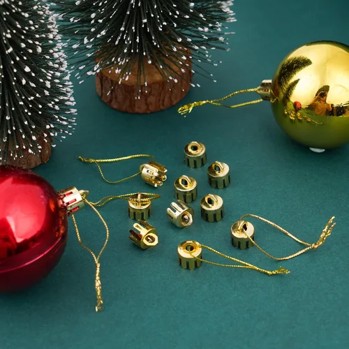 Vista 4 de 120 Piezas Tapas de Adornos Navideños Redondas de 0.5 Pulgadas de Repuesto de Plástico Ganchos de Tapas de Adornos Navideños para Árbol de Navidad