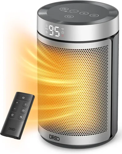 Vista 8 de Dreo - Calefactor eléctrico portátil de interior, con termostato, pantalla digital, temporizador 1-12 h, modo ecológico/ventilador, 1500 W PTC