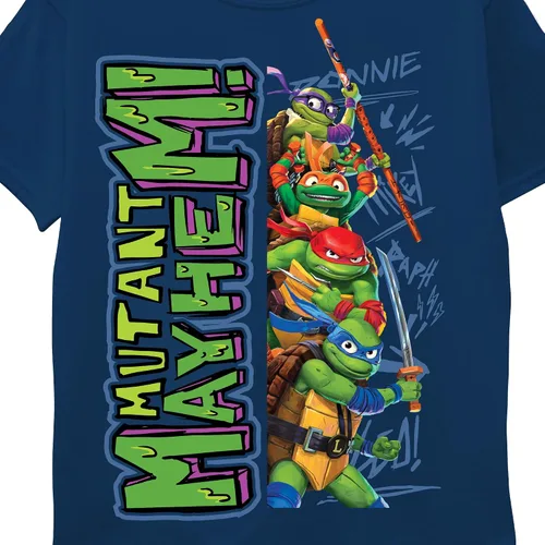 Vista 3 de Teenage Mutant Ninja Turtles Camiseta de personaje de película Big TMNT Mutant Mayhem para niños, Leo, Donnie, Raph, Mikey
