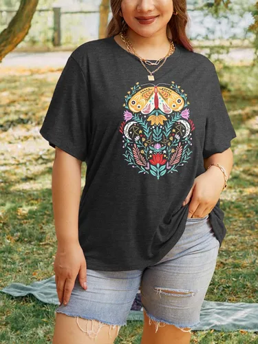 Vista 3 de Camiseta de manga corta con diseño de margaritas para mujer, diseño de girasol, talla grande