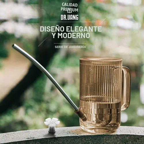 Vista 6 de Regadera pequeña para plantas de interior con boquilla larga (1L, marrón ámbar)