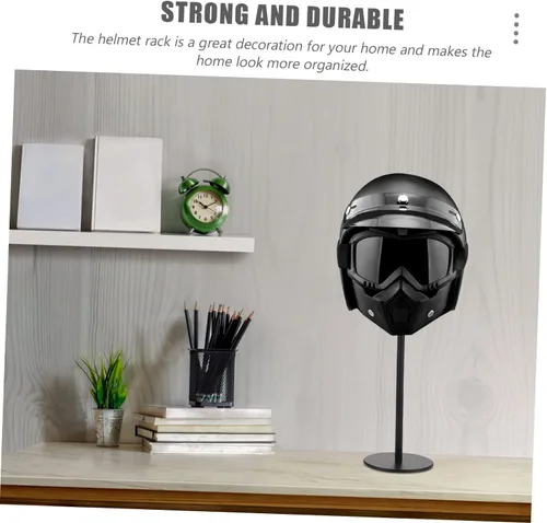 Vista 2 de INOOMP Estante de almacenamiento resistente para cascos, 1 unidad de montaje en pared, diseño elegante y práctico para la organización del hogar,