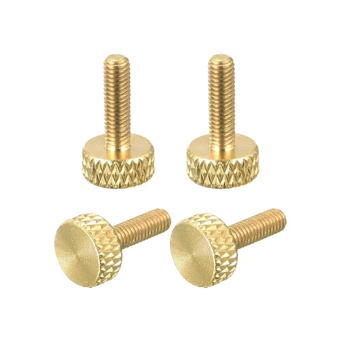 Vista 8 de uxcell 10 tornillos moleteados de latón, M3x8mm 0.453 in de longitud, perno de agarre plano, sujetadores para electrónicos, mecánicos