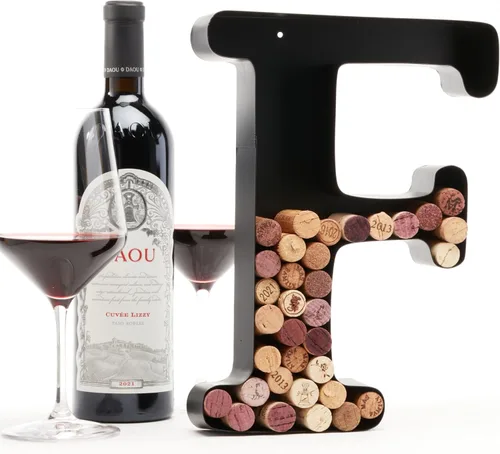 Vista 12 de Soporte de corcho con letra de vino (C) Arte decorativo de pared