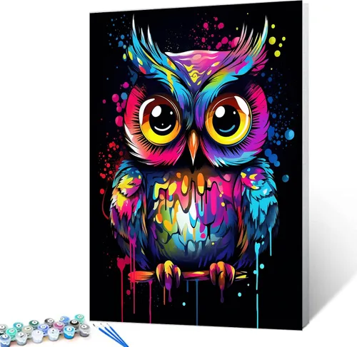 Vista 30 de Tucocoo Kit de pintura por números de lobo colorido, lienzo de 16 x 20 pulgadas, pintura al óleo digital para adultos con pinceles y pigmento Obras