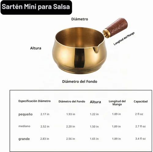 Vista 6 de Mini Olla de Salsa Reutilizable de Acero Inoxidable 304 - 2 Piezas (Dorado, 60ML) Olla para Derretir Chocolate y Tazón para Salsa Barbacoa