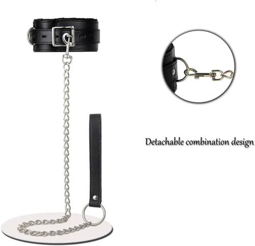 Vista 4 de leather choker collar with Lock Adjustable Size for women