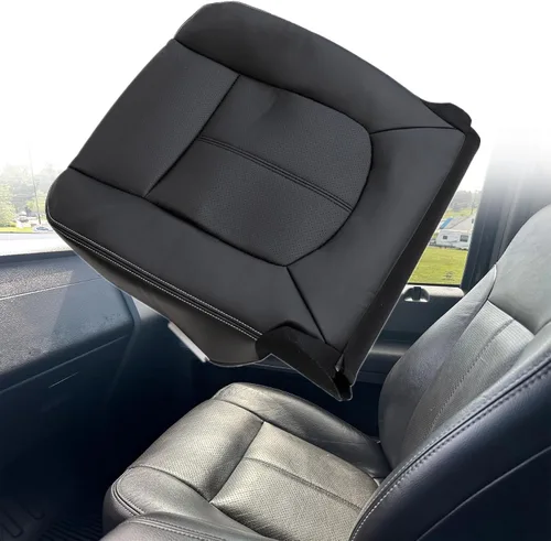 Vista 2 de Priprilod Funda de Asiento de Reemplazo de Cuero Negro Perforado para el Lado del Conductor Compatible con Ford F250 F350 F450 F550 Lariat 2011 2012