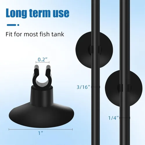 Vista 4 de AQUANEAT Tubo de aerolínea de acuario de 14 pies, tubo estándar de 3/16 pulgadas, accesorios de bomba de aire, con piedras de aire, válvulas de Negro