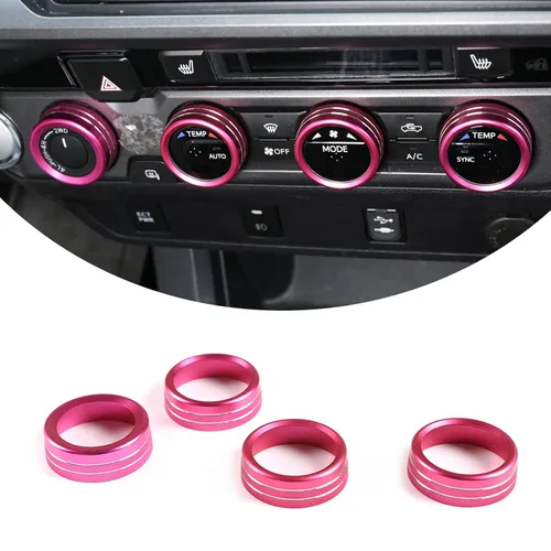 Vista 11 de Cubierta de anillo de botón de aleación de aluminio para automóvil y perilla de salida de volumen, 4 piezas, compatible con Toyota Tacoma 2016 2017