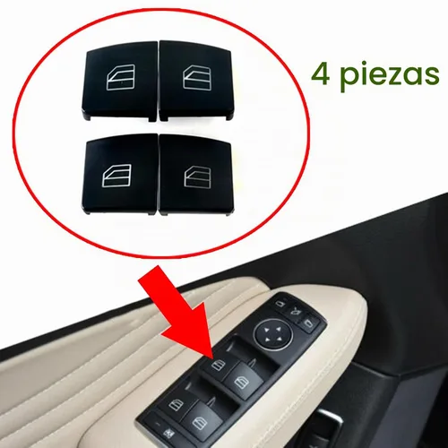 Vista 7 de 4 tapas de botón de repuesto para interruptor de ventana eléctrica del controlador, compatible con Mercedes-Benz Clase C Clase E GLK W204 W212 E220