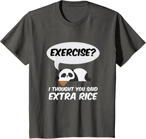 Vista 79 de ¿Ejercicio? I Thought You Said Extra Rice Panda Gift T-Shirt, Negro, S