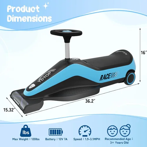 Vista 2 de Aspiradora montable, Go Kart eléctrico de 12 V para niños, color azul