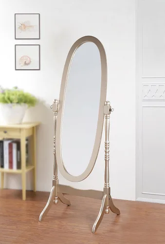 Vista 14 de Roundhill Furniture Espejo Cheval Tradicional Estilo Reina Ana de Madera para Piso, Negro