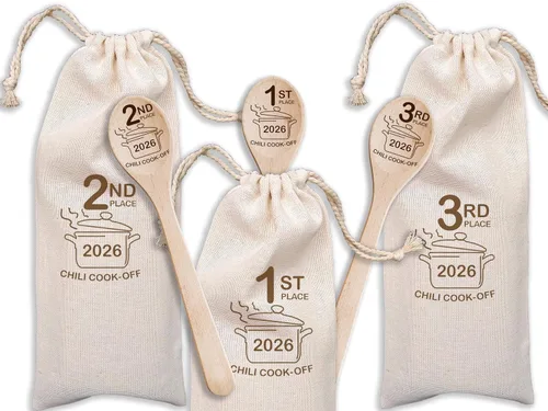 Vista 10 de Chili Cook Off Wooden Spoons Set Of 3 Chili Cook-Off Awards Champion Winner Event Prize Home Gifts Personalized Cook Off Trophy (3 Spoons)