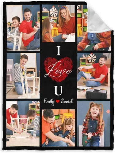 Vista 22 de InterestPrint Manta personalizada para papá de parte de hija e hijo, manta de cama personalizada con el texto "Best Dad Ever" con Love You Daddy, 7