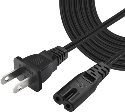 Vista 2 de VSEER Paquete de 2 cables de alimentación de repuesto universales no polarizados con certificación UL SPT2 18AWG (NEMA 1-15P a IEC C7), color negro