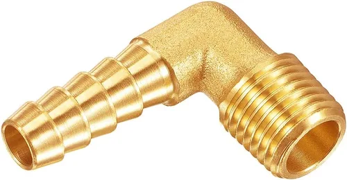 Vista 6 de Uenede 3 piezas de latón 1/2"NPT macho a 1/2" púas 90 grados codo rosca manguera de tubo púas accesorios para agua/aceite/gas
