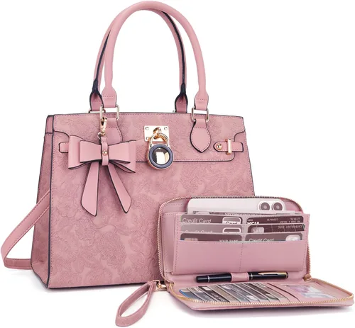 Vista 10 de Qiyuer Bolsos y carteras para mujer Set con asa superior, bolso de hombro, bolso de mano, bolso de trabajo con cartera a juego y monedero a juego 2