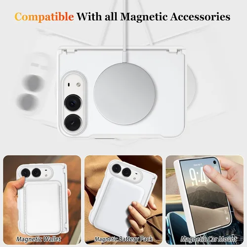 Vista 3 de SOKAD Funda magnética para iPhone Duo, protección de bisagra, color blanco