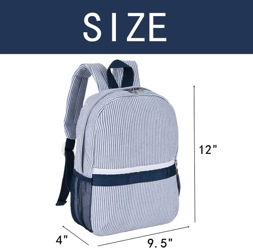 Vista 6 de Mochila ligera para niños pequeños, mochila preescolar de sirsaca para niños, bonita mochila plisada para jardín de infantes, pequeña, marino