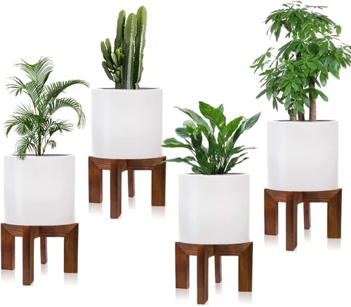 Vista 10 de hismocal Soporte de Madera para Plantas Interior/Exterior, Soporte Grande para Plantas, Soporte para Macetas Robusto y Estable, Se Adapta a