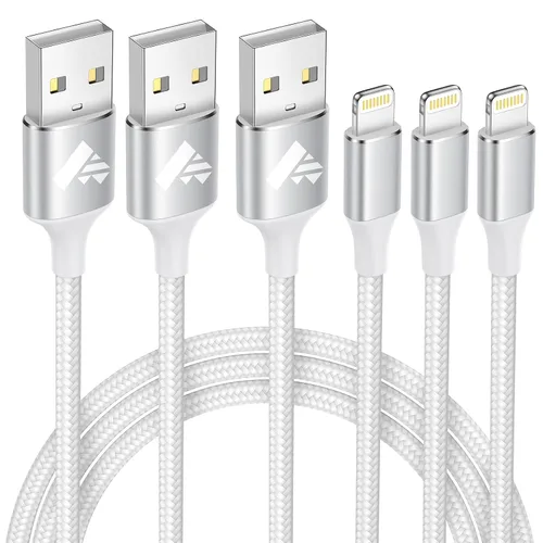 Vista 9 de Cargador de iPhone [certificado Apple MFi] Cable de carga rápida USB a Lightning de 6 pies, cable USB trenzado para teléfono compatible con iPhone