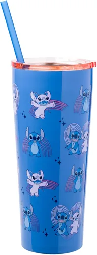 Vista 17 de Silver Buffalo Disney Lilo y Stitch Saludos desde Hawái con Scrump, Vaso de doble pared con forma de piña, 473 ml (16 oz)