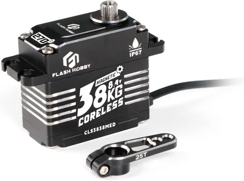 Vista 11 de Servo sin núcleo de 83.8 lbs, servo de alto par de torsión de 8.4 V, engranaje de metal completo servo RC con IP67 impermeable y soporte magnético