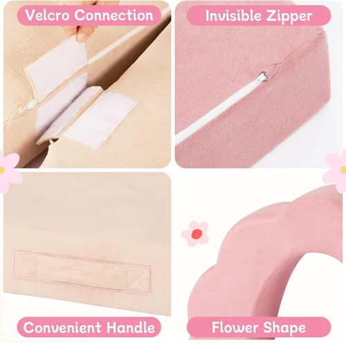 Vista 4 de Mini sofá de juegos para niños, sofá modular de espuma de flores, sofá convertible suave con funda lavable, muebles de escalada