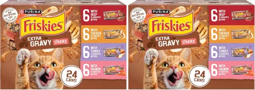 Vista 10 de Purina Friskies - Alimento húmedo extra en salsa para gatos, paquete variado de 24 unidades (con pollo, pavo, salmón, carne de res) (paquete de 24)