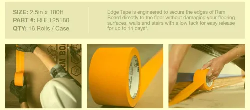 Vista 8 de Ram Board® Edge Tape® para anclar Ram Board al piso, liberación limpia de 14 días, 2.5" x 180