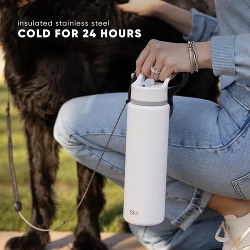 Vista 6 de Simple Modern botella de agua con tapa con pajita, termo de acero inoxidable con aislamiento al vacío, reutilizable, sin BPA, sin fugas