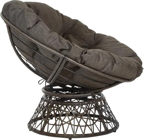 Vista 4 de OSP Home Furnishings – Silla Papasan de mimbre con giro de 360 grados, marco marrón con cojín marrón