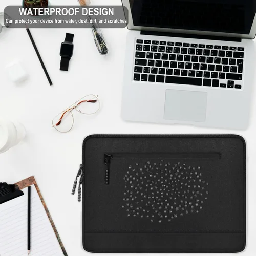 Vista 6 de Funda para laptop de 14 pulgadas, a prueba de golpes, funda protectora para computadora con bolsillo frontal, resistente al agua, duradera, bolsa