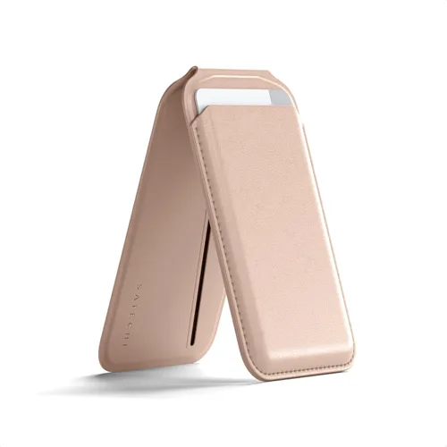Vista 17 de Satechi Cartera magnética Magsafe, soporte para tarjetas de doble solapa, 4 ranuras con paso frontal NFC, accesorio ajustable para teléfono