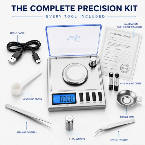 Vista 2 de Smart Weigh GEM20 - 20 g x 0,001 gramos, balanza digital de alta precisión en miligramos para joyería, recarga, balanza para joyas y gemas, pesas