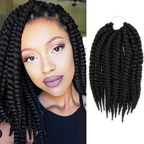 Vista 17 de Trenzas de ganchillo de pelo sintético auténtico doble Jumbo Senegalese Twist 12" (30) [AU-THEN-TIC Senegalese Twist] (12") - Natural Texture &